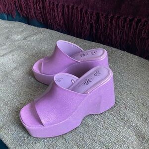 Glitter Purple Wedge Sandals
